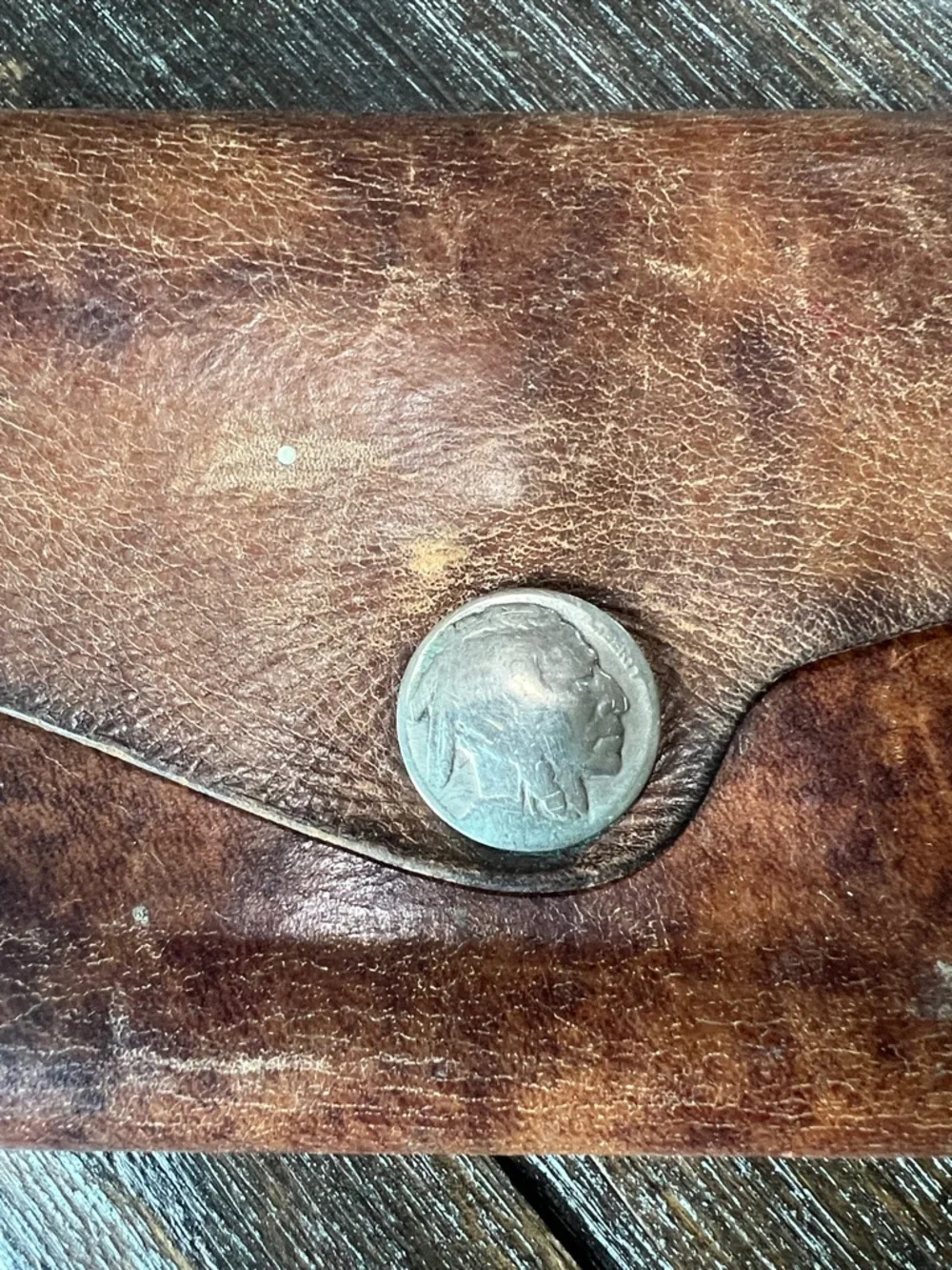 Vintage Nickel Indian Head Leather Belt and Wallet.